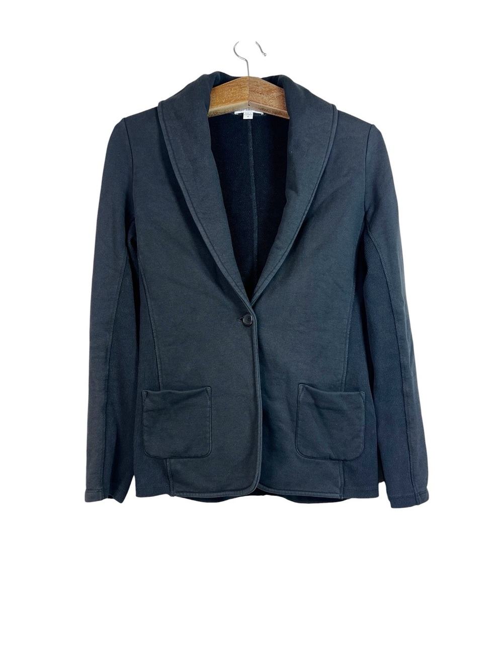 Standard James Perse Women’s Cotton Knit Black Blazer Jacket Size 4 XL Preppy